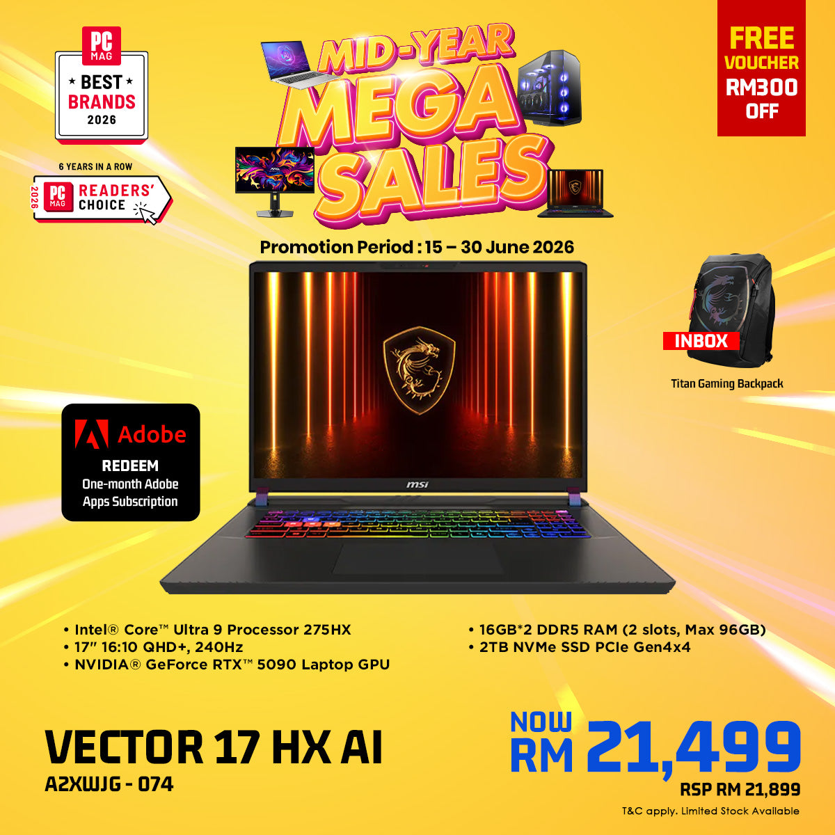 MSI Vector 17 HX AI A2XWJG 074 Gaming Laptop