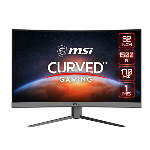 32 inch Curved Gaming Monitor: 1920x1080 FHD, 170Hz VA, 1ms, 250nits, msi embedded logo and power button