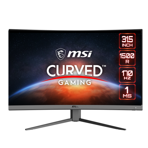 31.5 inch Curved Gaming Monitor: 2560x1440 QHD, 1500R, 170Hz refresh rate, 1ms response time.