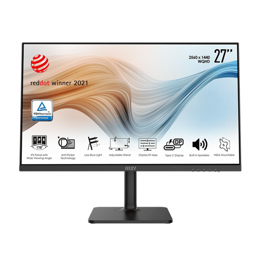 27 inch Monitor: 2560x1440, IPS, 75Hz, 250nits, 5ms, DP, HDMI, Type-C, 3-yr warranty, Black.