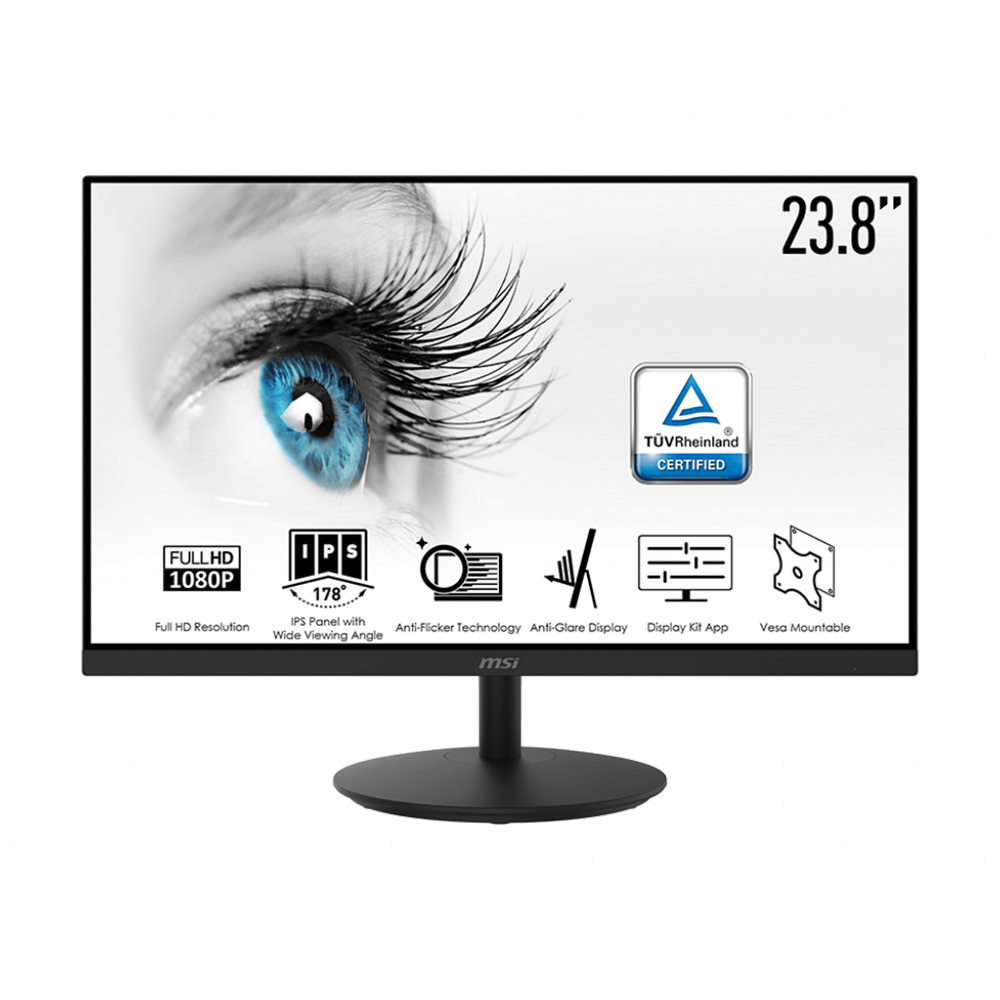 MSI Pro MP242 23.8 inch IPS 75Hz Eye Care Monitor, Full HD 1080P Resolution, IPS Panel, Anti-Flicker Technology