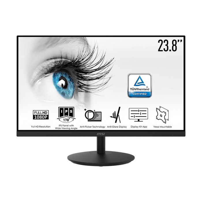 MSI Pro MP242 23.8 inch IPS 75Hz Eye Care Monitor, Full HD 1080P Resolution, IPS Panel, Anti-Flicker Technology