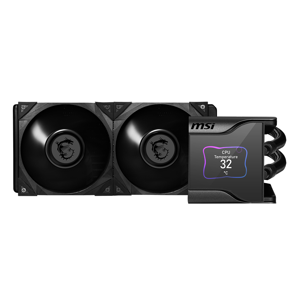 The MEG CORELIQUID S Series liquid cooler provides out of box support for LGA 1700 with a 2.4 inch IPS Display.